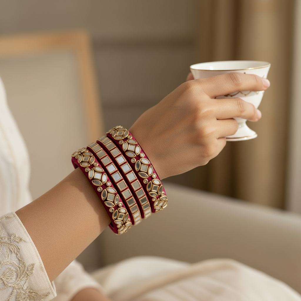 Zareen | Multicolor Silk Thread Kundan Bangles