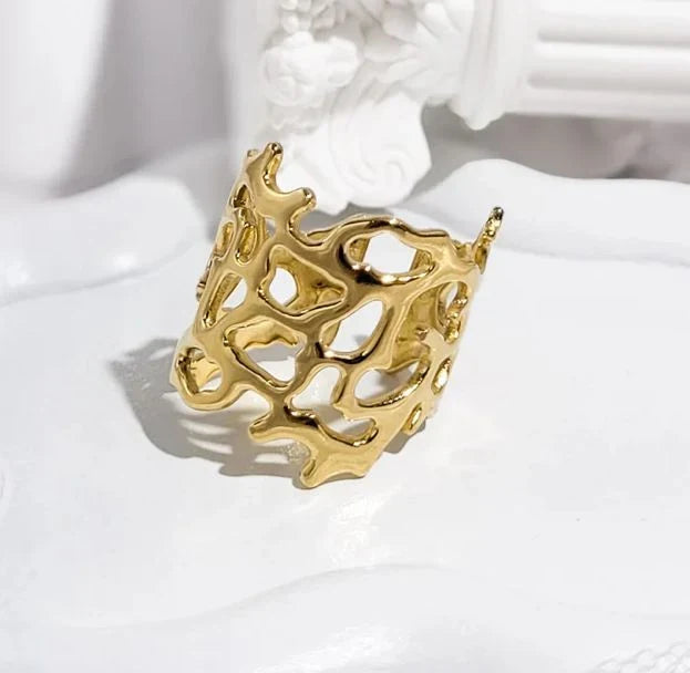 316L Stainless Steel 18K Gold Plated Adjustable Ring – Elegant, Durable &amp; Affordable