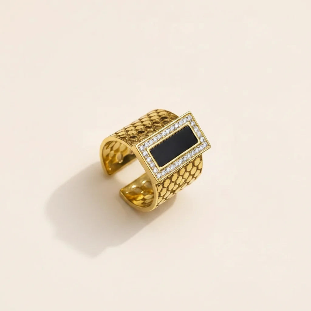 Elegant & Modern316L Steel 18K Gold Plated Adjustable Ring