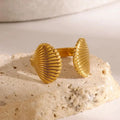 Elegant &amp; Modern 316L Steel 18K Gold Plated Adjustable Ring