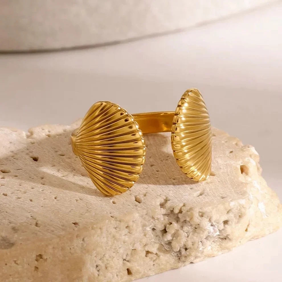 Elegant &amp; Modern 316L Steel 18K Gold Plated Adjustable Ring