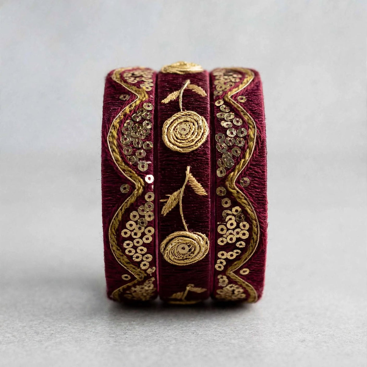 Roohi Silk Thread Bangles in Royal Blue and Maroon with Gold Zari Work