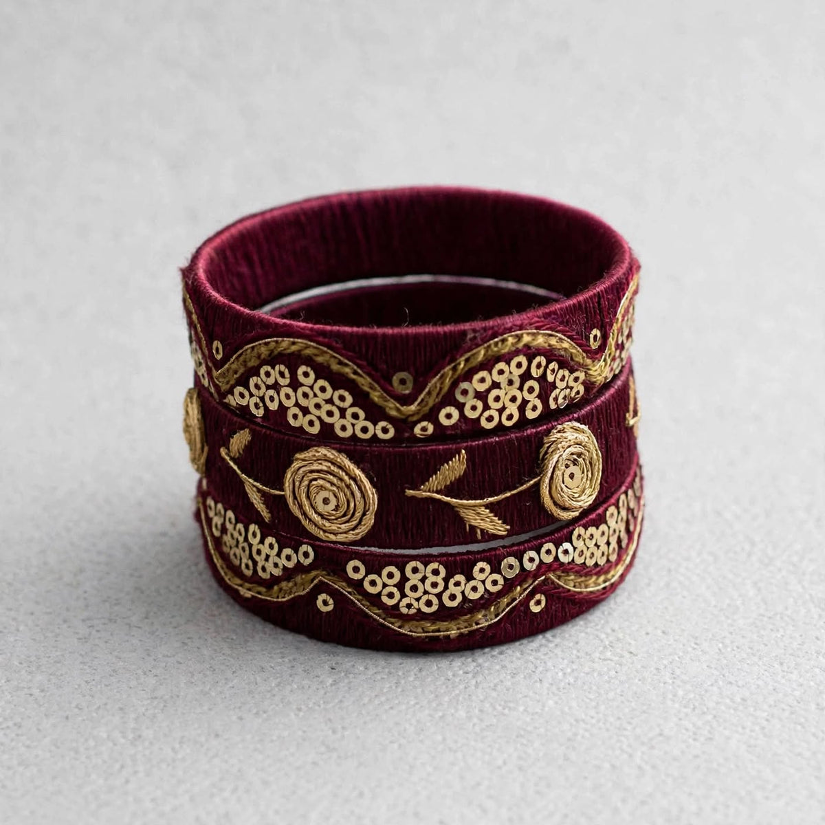 Roohi Silk Thread Bangles in Royal Blue and Maroon with Gold Zari Work