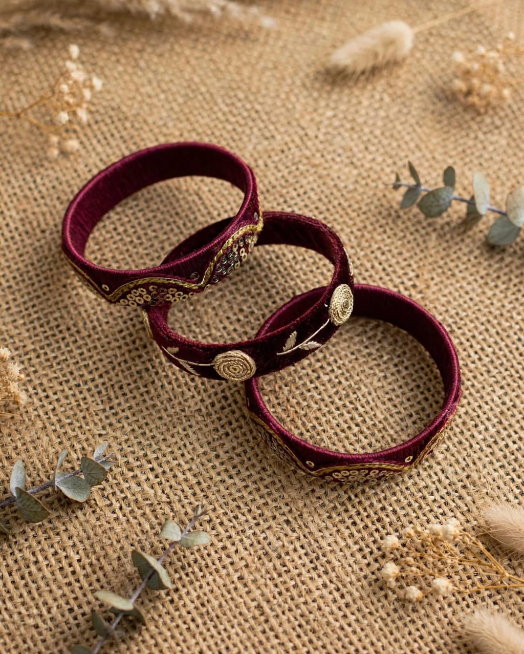 Roohi Silk Thread Bangles in Royal Blue and Maroon with Gold Zari Work