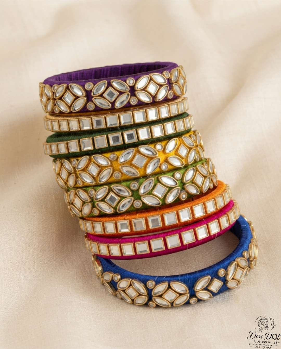 Ghazal | Multicolor Silk Thread Kundan Bangles