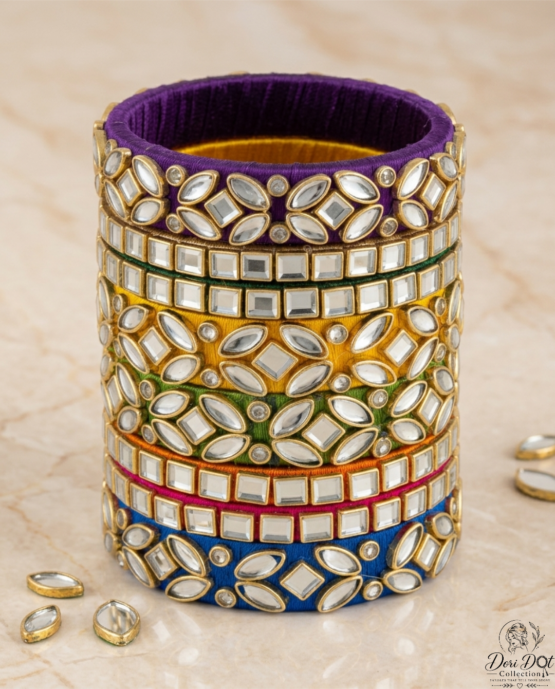 Ghazal | Multicolor Silk Thread Kundan Bangles