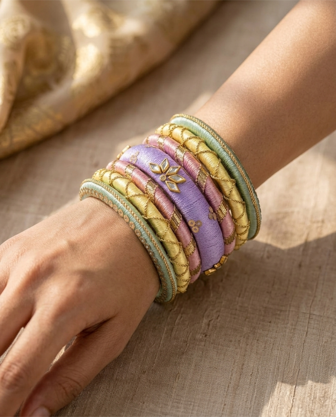 Falak | Pastel Multi | Handmade Silk Thread Bangle Set