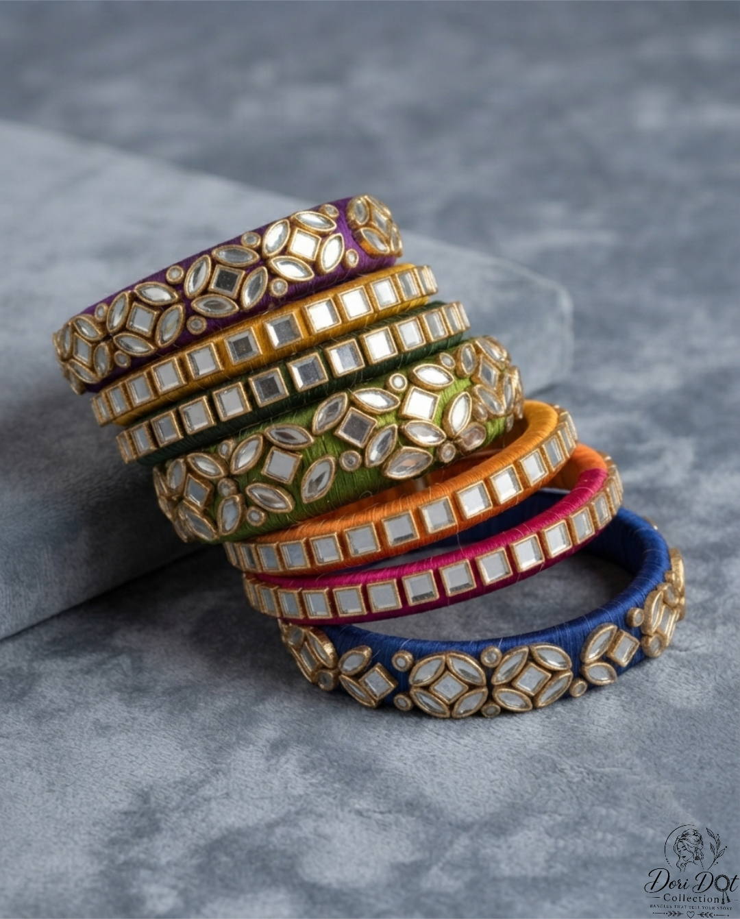 Ghazal | Multicolor Silk Thread Kundan Bangles