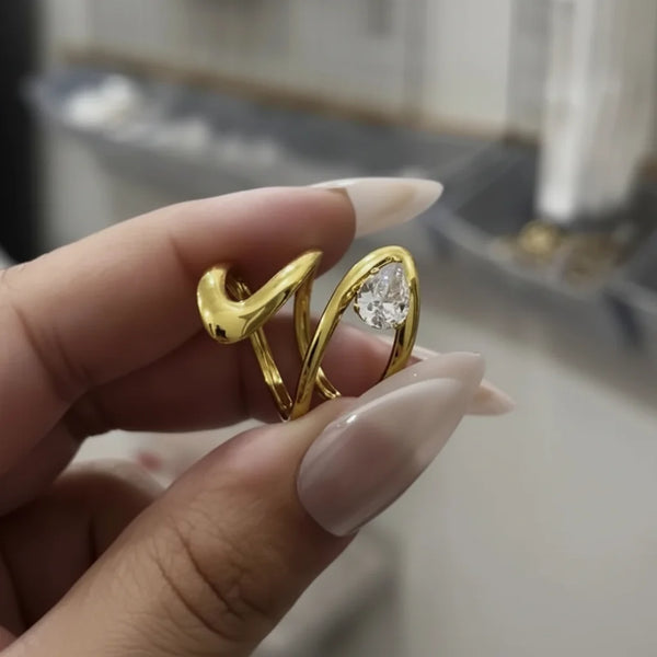 316L Stainless Steel Gold Plated Adjustable Ring | Premium 18K Finish