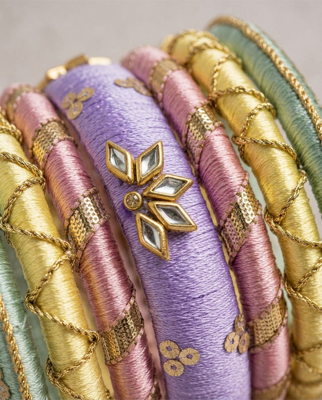 Falak | Pastel Multi | Handmade Silk Thread Bangle Set